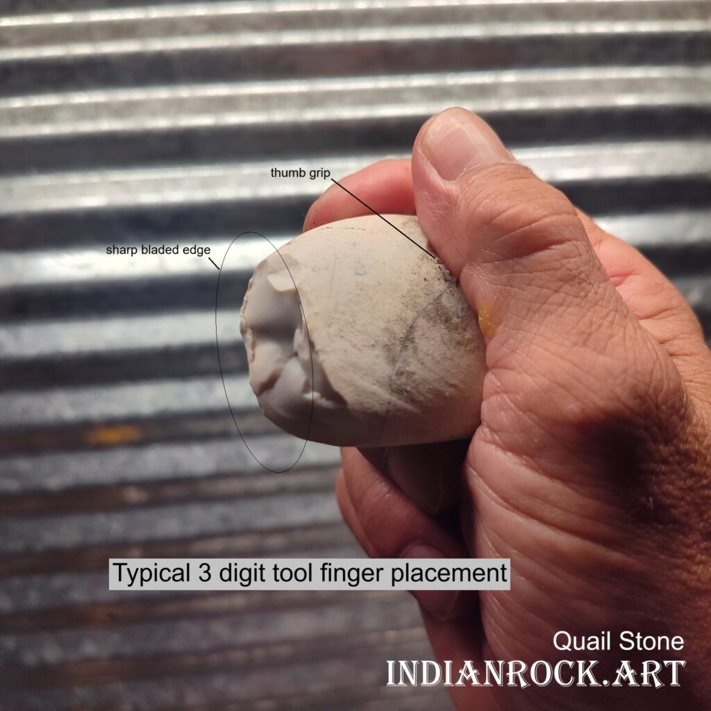 IndianRock.art Quail Stone - rss, cni, rare, flawless, high grade, cutting skinning tool 3of4